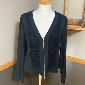 Yansi Fugel black V neck Cropped jacket with mesh inlay size XL